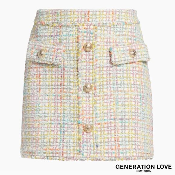 Generation Love **NWT** Sandra Tweed Skirt in Rainbow - Picture 7 of 14
